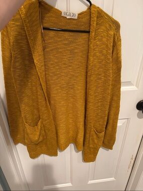 Cozy Open-Front Cardigan Sweater in Mustard
